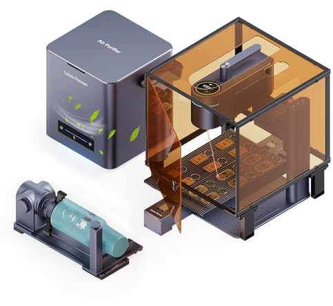 LaserPecker 4 (Ultimate Bundle) Dual Laser Engraver with Air Purifier, Protective Cover, Slide and Rotary Extension, Fiber and Diode Laser Engraving Cutting Machine for Almost All Materials