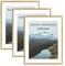 kollyseek 3er Set 40x50cm Bilderrahmen und Acrylglas Gold Fotorahmen Bilderrahmen,zum Aufhängen & Aufstellen, Wand Bilderrahmen Moderner Fotorahmen, Gold Dekorahmen