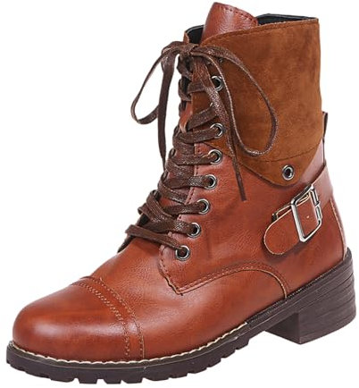 EJIMUQO Regali Donna Natale Stivali Donna Neri Con Tacco Stivaletti Bassi Con Lacci Donna Stivaletti Donna Plateau E Tacco Alto Stivali Medievali Larp