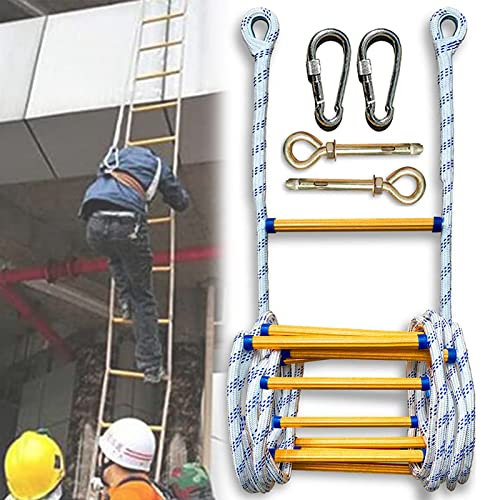 BLYXINVORA Sicherheitsleiter, weiche Strickleitern für Zuhause, Feuerleiter, 2–8 Notleitern, Reufire-Fluchtleiter/59 Fuß/18 m