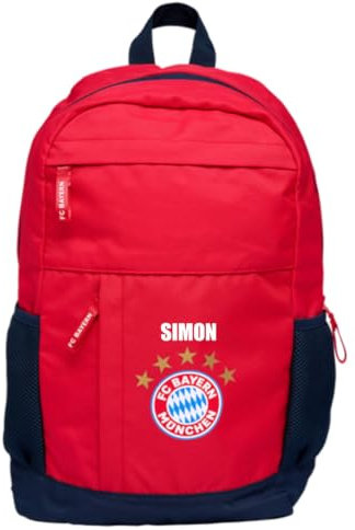 FC Bayern München Rucksack - Personalisiert mit Name - 5 Sterne Logo rot