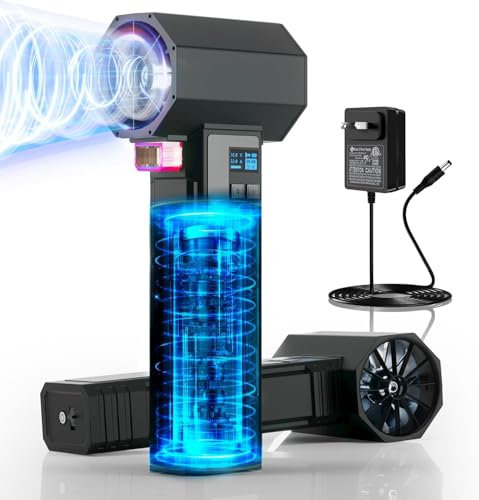 XOOPON Car Dryer Air Blower with LED, 1600G & 220MPH Powerful Turbo Dryer for Car Drying, 4 Speeds Electric Turbo Fan, Cordless Leaf Blower for Lawn Care, Snow Cleaning