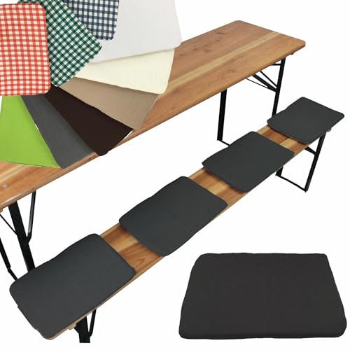NYVI Bierbank Sitzkissen 36x25 cm NYVIGala 4er Set Anthrazit - Komfortable Sitzpolster für Bierbänke - Bierbankkissen mit elastischer Klettband Befestigung - Polster Bierzeltgarnitur