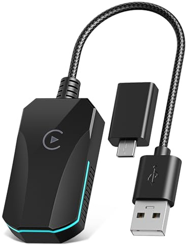 Lepwings Adattatore CarPlay Wireless per iPhone, Plug & Play, Chiavetta Car Play Wireless con USB-A/USB-C, Compatibile con iOS 10+ e Tutte le Auto con Apple CarPlay via Cavo