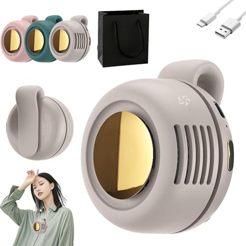 Gienslru Mini ventilador eléctrico silencioso portátil sin aspas, mini ventilador silencioso portátil de 3 velocidades sin aspas con clip, ventiladores de cinturón con clip en la cintura, ventiladores