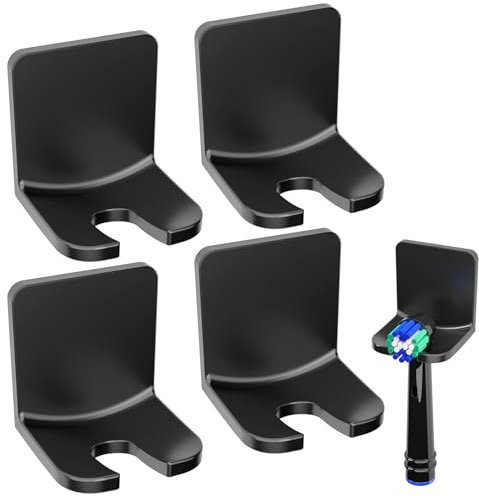 FIXCHORD 4 Pack Elektrische Zahnbürste Halterung, Selbstklebende elektrische zahnbürste Halter für die Wandmontage, Zahnbürstenhalter für die Aufbewahrung im Badezimmer, Schwarz