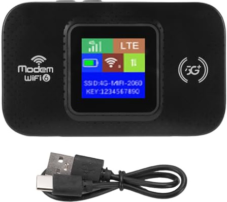 Yechiry 4G Portable Wifi Travel Router, 300mbps Wireless Mobile LTE with Color LED Display Screen & Dual Sim Card Slot, Pocket VPN Hotspot Router for Airplane Camping Business (Black)