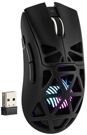 MechLands Aula SC620 Gaming Mouse, 2.4G/USB-C/BT Wireless Mouse with 400mAh Battery, Adjustable 12,000 DPI & 1000 Polling Rate, PAW3311 Sensor, RGB Lighting, Programmable Buttons, for Win/Mac (Black)