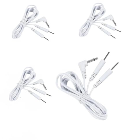 TENS Lead Wires – 4PCS 90° DC 2.35mm Plug to 2mm Pin Electrotherapy Cables, Replacement Leads for TENS/EMS Machine Electrodes