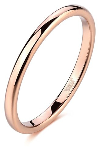 Ayoiow Anelli Tungsteno Coppia Donna, Anello Donna Sottile Lucidato Acciaio Al Tungsteno Nessuna Pietra Preziosa, Taglia 8-27