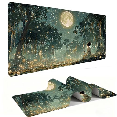 Mouse Mat | Large Gaming Mouse Pad 1000 x 500 x 3mm| XXL Gaming Desk Mat | Improved Precision and Speed | Rubber Base for Stable Grip on Smooth Surfaces | Keyboard Mats| Starry Sky Girl v-1233