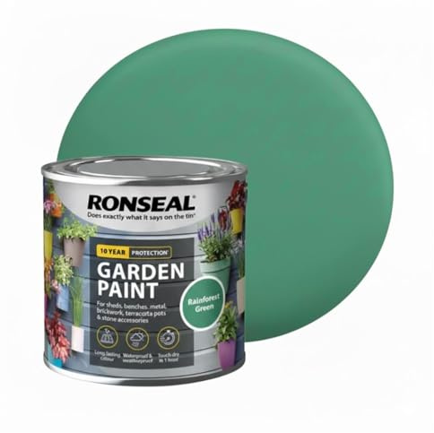 Milena Rainforest Green Garden Paint 250ml, Water Based Wooden Paints, Fast Drying Matt Finish, Long Lasting Fade Resistance Fence Paint, DIY Colour for Brick, Flower Pots (Rainforest Green, 250 M L)