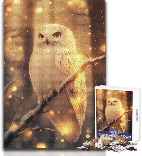 1000-teiliges Puzzle für Teenager: Hedwig, die Eule im Zauberwald Wunderschönes Design Dekoration oder zum Geburtstag Größe: 38x52cm