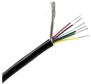 Lasitech Cavo di Segnale Schermato da 1/5 M, Canale Audio 28-26 AWG, 2 3 4 5 6 7 8 Conduttori, Cavi Controllo in Rame for Cuffie UL2547(Black x 6 Cores,1 m 28AWG)