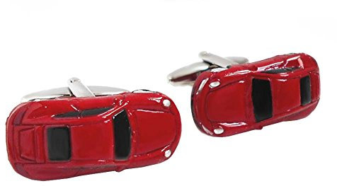 Manschettenknöpfe sportliches Auto Fahrzeug rot + Silberbox - Accessoire für Hemden mit Umschlagmanschette