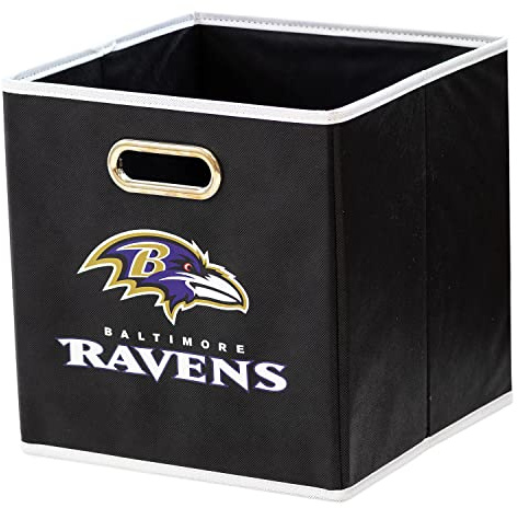 Franklin Sports NFL Baltimore Ravens Faltbarer Aufbewahrungsbehälter, NFL Faltwürfel, Aufbewahrungsbehälter, passend für Mülleimer, Stoff, NFL Team, Aufbewahrungswürfel, Einheitsgröße, 27,9 x 27,9 cm