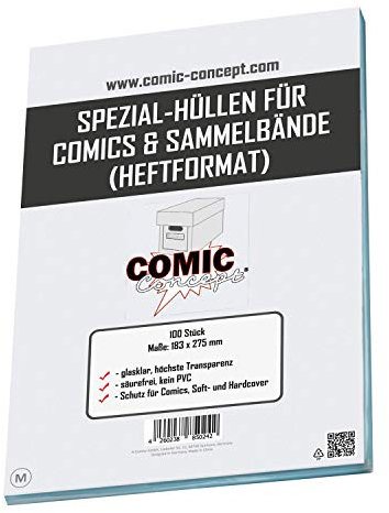 Comic Concept Spezial-Hüllen (ohne Lasche) für Comics und Sammelbände (Heftformat) (183 x 275 mm)