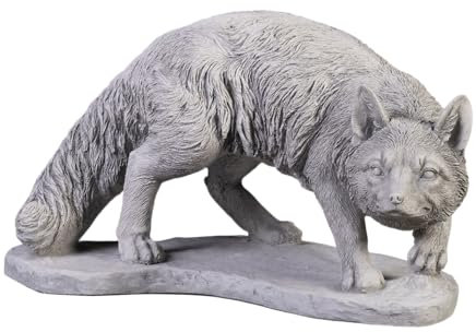 gartendekoparadies.de Wilder Rotfuchs, Steinfigur, H. 19 cm, 7 kg, Grau, frostsicher aus Steinguss für Außenbereich