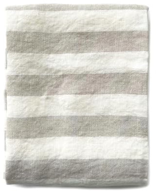 JOWOLLINA Badetuch Saunatuch Strandtuch 100% Leinen Stonewashed Provence (Stripe Sand/weiß, 100x140 cm)