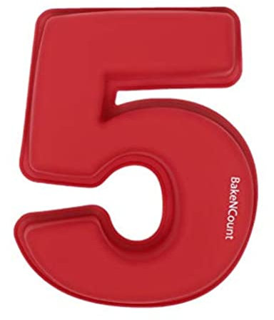 BakeNCount Silikon Zahlen Backform Zahl 5 – Große Kuchenform – Motivbackform für Geburtstag & Jubiläum – BPA-frei, backofenfest, spülmaschinenfest – Number Cake