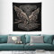 LDZDGD Wikinger Wandteppich, Nordische Mythologie Totem Runen Symbol Tattoo Wandbehang Dekor Wandteppiche für Schlafzimmer Wohnheim Wohnzimmer (Color : Raven A, Size : 150 x 150CM)