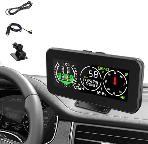 KAISAL Offroad Neigungsmesser GPS Neigungsmesser Auto Neigungsmesser Geschwindigkeitsmesser Clinometer mit Kompass für alle Fahrzeuge SUV Offroad