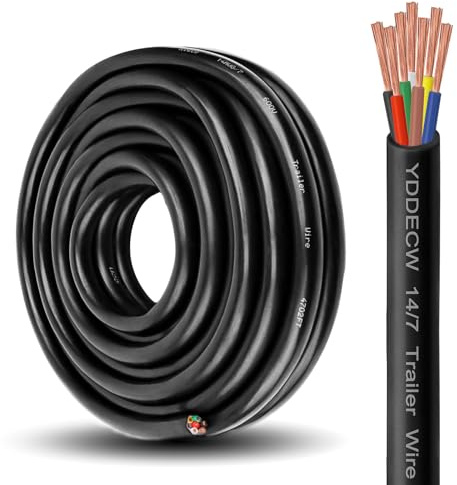 YDDECW Cavo per rimorchio a 7 vie, resistente 14/7, 7 m, 100% puro rame, 7 fili, cavo di prolunga isolato per camper e auto