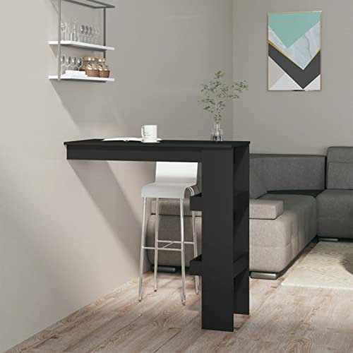 Homgoday Wand-Bartisch Küchentisch Esstisch Tresentisch Stehtisch Bartheke Küchentresen Küchentheke Beistelltisch für Wohnzimmer Esszimmer Küche Schwarz 102x45x103,5 cm Holzwerkstoff