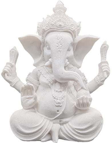 PIGPIGFLY Ganesha Buddha Statue,Buddha Figur,Deko Statue,Deko Wohnzimmer,Indische Ganesha, Home Store Dekoration(13cm/Weiss)