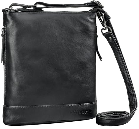 STILORD 'Koko' Handtasche Damen Weiches Leder Klein Umhängetasche Echtleder Hobo Bag Frauen Schultertasche Vintage Tasche mit Reißverschluss, Farbe:schwarz