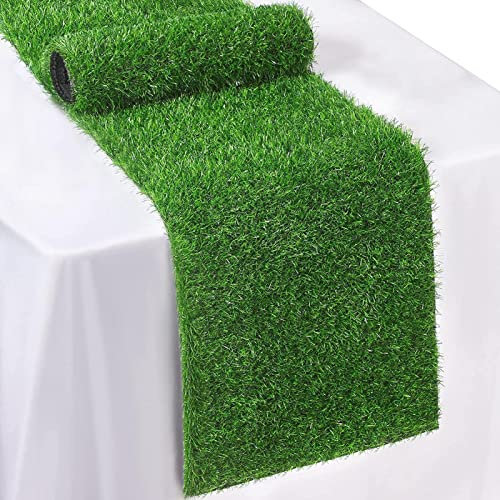 Chemin De Table en Gazon Artificiel, 35 x120 cm Rouleau De Table d'herbe, Nappe en Fausse Herbe Faux Gazon De Pâques Tapis De Table, pour Thème Mariage, Anniversaire, Fête Prénatale Décoration