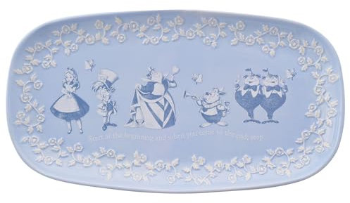 Disney – Alice au pays des merveilles – Assiette de service en céramique – Alice, chapelier fou, lapin blanc et reine rouge – Décoration et décoration pour fête de jardin et salle à manger H 3 cm x l