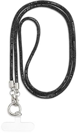 AOKSUNOVA Schlüsselanhänger Glitzer Handykette Lang Lanyard Schlüsselband zum Umhängen Schwarz