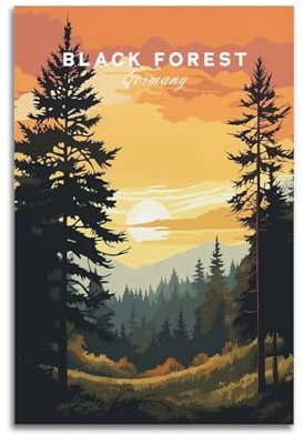 JJUPUV Schwarzwald Deutschland, Vintage-Reiseposter, Kunstdruck, Wandfoto, Farbe, hängendes Bild, Familie, Schlafzimmer, Dekoration, 60 x 90 cm