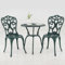 COSTWAY Salon de Jardin 3Pcs en Fonte d’Aluminium, Ensemble Bistro 2 Chaises et 1 Table Ronde Résistant aux Intempéries avec Trou de Parasol, pour Balcon Terasse Jardin (Vert Antique)