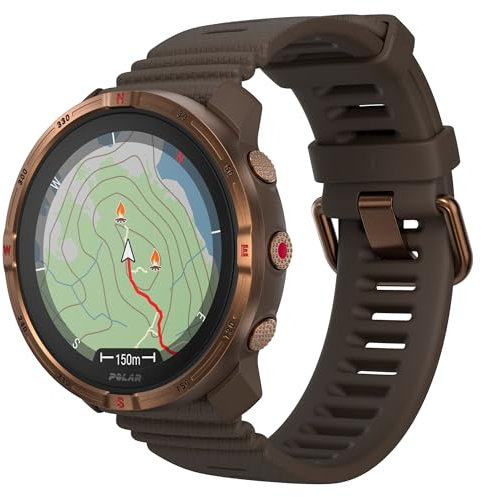 Polar Grit X2 Outdoor Multisport Watch con GPS – Pantalla AMOLED, mapas Offline, GPS Dual, ECG en la muñeca, biosensores Elixir, TrainingPeaks, SpO2, batería de hasta 7 días, Copper Brown
