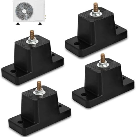 MHYMX 4 amortiguadores de vibraciones, accesorios para aire acondicionado, amortiguador de vibraciones, amortiguador de goma, M8, color negro, para aire acondicionado, pies antivibración, base de
