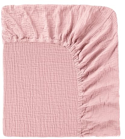 Spannbettlaken Babybett 60x120-70x140cm, 100% Baumwolle Musselin Baby Spannbetttuch mit Rundumgummi, Weich und Atmungsaktiv Babybettlaken für Kinderbett Gitterbett Beistellbett