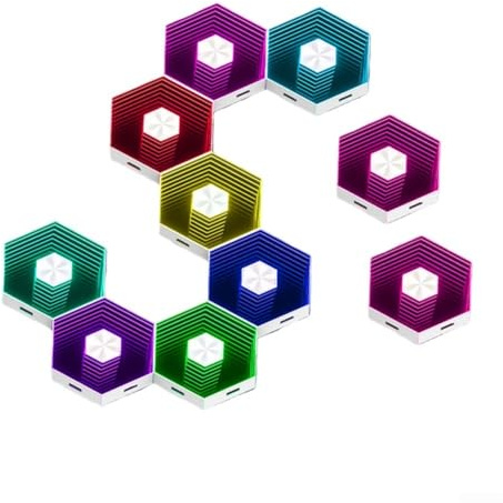 RGB-Sechseck-LED-Leuchten, Smart Lights Sechseck Wandleuchten Gaming Wand Licht Musik-Sync, Modulare DIY-Paneele mit 16 Millionen Farbauswahl, Gaming Stimmungslichter-Deko(10 Stück)