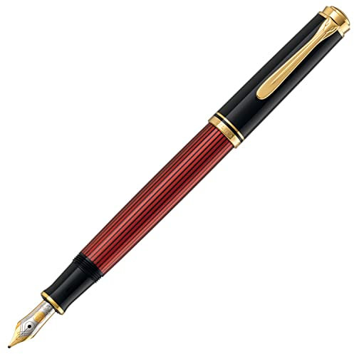 Pelikan Fine-Writing Pelikan 928903 Kolbenfüllhalter Souverän M600 Schwarz/Rot, Feder EF