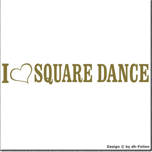 cartattoo4you® AL-00336 | I Love (als Herz) Square Dance | Autoaufkleber Aufkleber Farbe Gold, in 24 Farben erhältlich, glänzend 20 x 3 cm