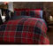 Argyle Double Quilt Duvet Cover and 2 Pillowcase Reversible Bedding Bed Set, Tartan Check - Red