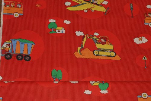 alles-meine.de GmbH 0,85 m * 1,4 m Stoff Baustelle Bagger LKW - Baumwoll Stoffe Meterware Baumwolle - für Kinder Patchworkstoff Baufahrzeuge Auto für Jungen