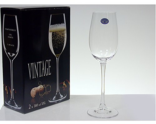 Bohemia Crystal Vintage Set Calici per Champagne, Vetro, Trasparente, 38 cl, 2 Pezzi