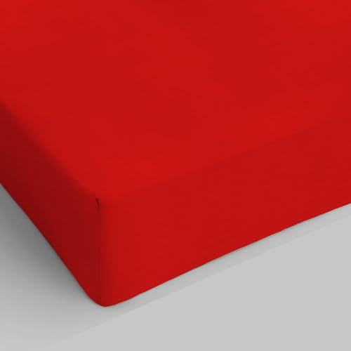 Max color Betttuch 25cm Ecke, 100% Baumwolle, Rot, kleine Doppelte