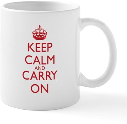 CafePress Keep Calm and Carry On Red Mug Front+Back 11 oz (325 ml) Ceramic Coffee Mug
