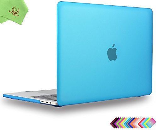 UESWILL Compatible with MacBook Pro 15 inch Case 2019 2018 2017 2016 Model A1990 A1707, Smooth Matte Hard Case for MacBook Pro 15 inch with Touch Bar & USB-C + Microfibre Cleaning Cloth, Aqua Blue