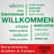 HERZLICH WILLKOMMEN Wandtattoo Sticker Aufkleber Wandaufkleber wiederablösbar (75cm (B) x 52cm (H), Grün)
