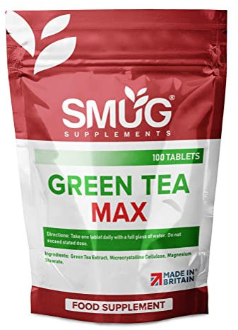 Smug Supplements Green Tea MAX Tablets - 100 High Strength Pills - Powerful Equivalent of 5700mg Raw Herb - Popular Antioxidant - Vegan Friendly - Made in Britain