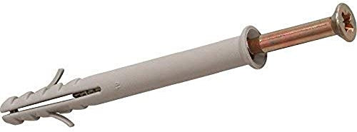 Merriway BH06404 (12 Pcs) Frame Fixing Screw Type Nylon Plug, Grey M8 x 100 - Pack of 12 Pieces